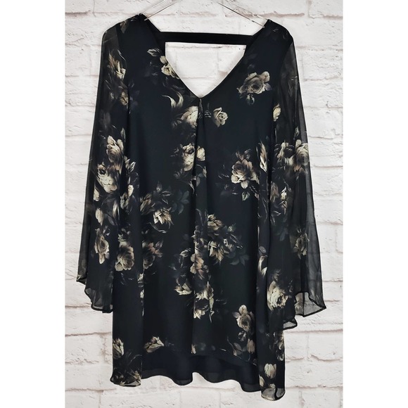 Chaser Women's English Roses Open-Back 100% Silk Mini Dress ~ Size Small - Picture 3 of 8